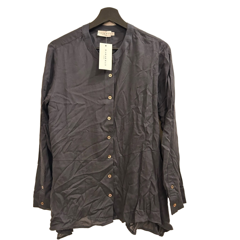 Harshman Ornella Navy Tencel Button Tunic Top | Size S